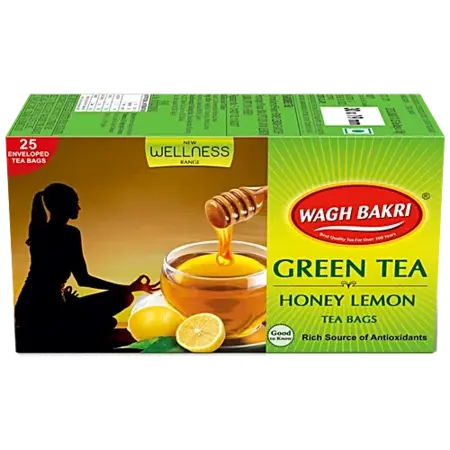 Wagh Bakri Green Tea - Honey Lemon, 37.5 g (25 Bags x 1.5 g each)
